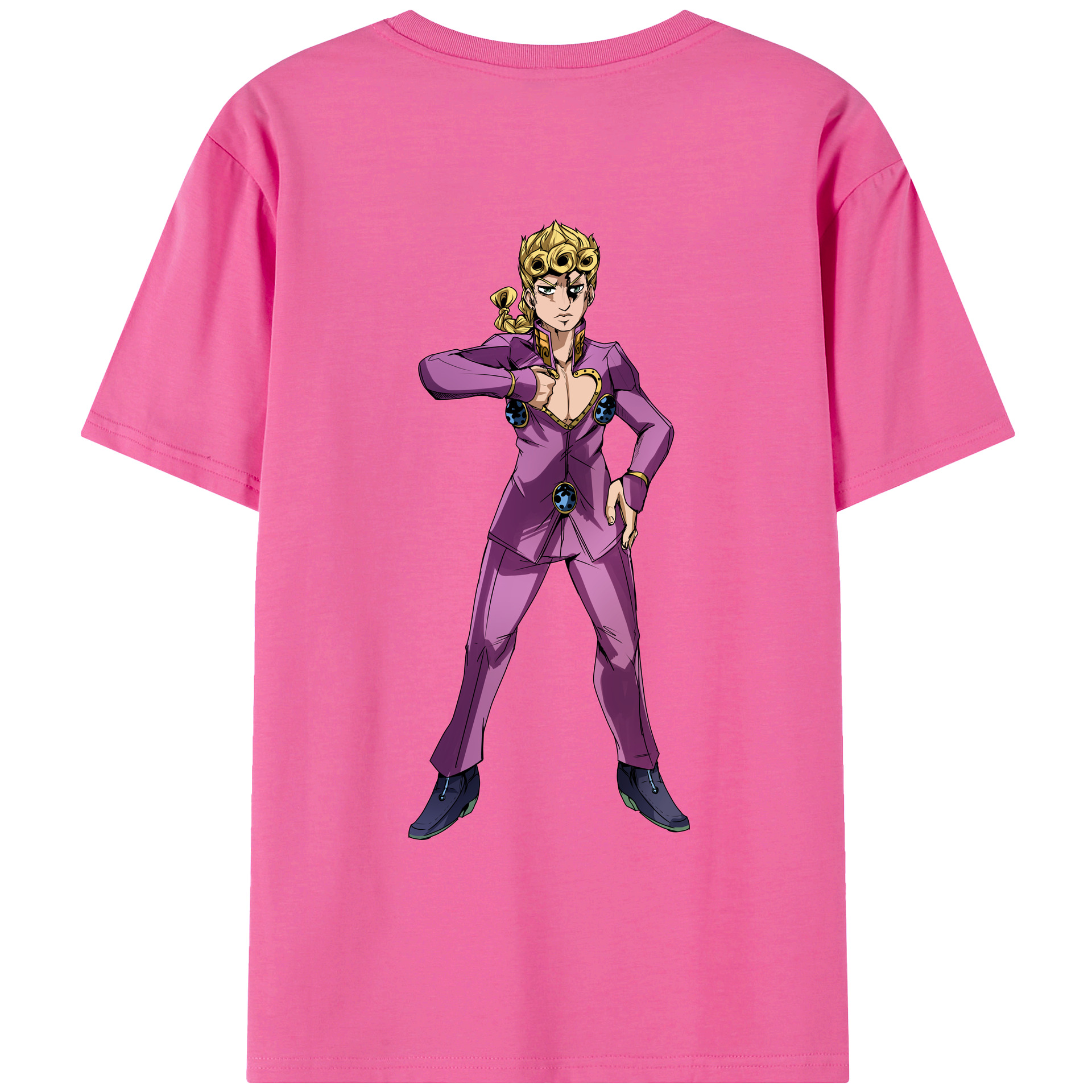 （画像用） ジョジョの奇妙な冒険 ジョルノ?ジョバァーナ JoJo's Bizarre Adventure Giorno Giovanna レディース半袖Tシャツ(バックプリント)